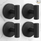 Heavy Duty Suction Cup Hooks for Glass Window,Tile,Mirror,Removable Shower Hooks for Inside Shower,Metal Towel Hooks for Bathroom,4 Pack(Black)