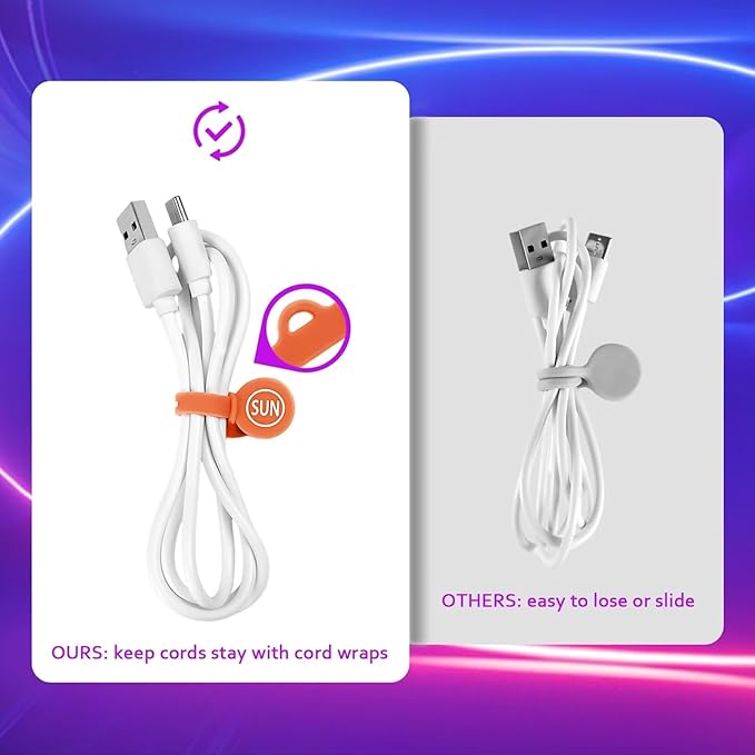 Cable Cord Organizer Magnetic Cord Organizers Twist Ties Magnet Clips Cord Wrap Keepers For Charging Cord Headphone Cord Holder Silicone Cable Strap Appliance Fridge Bookmark Whiteboard Keychain 5PACK