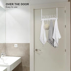 Over The Door Hooks, Towel Rack for Bathroom Towel Holder for Hanging Heavy Duty, Wall Mount Towel Hanger with 8 Hooks for Bedroom Bathroom Kitchen Towels,White