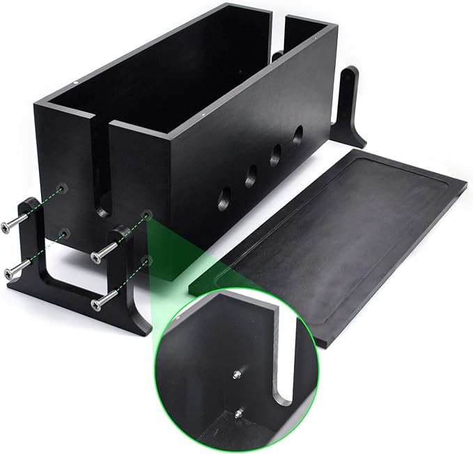 Large Cable Management Box, Wood Cord Hider Box & Organizer for Power Strip Hider Cable Storage for Office, TV Wires, Desk Cord Organizer, 14.2" x 6" x 6.3", Black, Wood