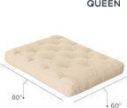 Royal Sleep Products by The Futon Factory 8 inch Foam Futon Mattress - Solid Ivory Fabric - Queen Size - CertiPUR Certified Foams - Made in USA - (Frame not Included)