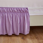 MEILA Wrap Around Bed Skirt Three Fabric Sides Elastic Dust Ruffled 16 Inch Tailored Drop,Easy to Install Fade Resistant-Light Purple, Queen/King