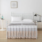 Bed Skirt King Size Ruffled Bed Skirts with Split Corners,12 Inch Drop Dust Ruffle Bed Skirt with Platform, Cream, 12" King