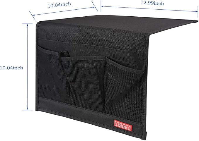 Bedside Caddy,Bedside Organizer Caddy Under Mattress,Holds Magazines,Books (4 Pockets-Black)