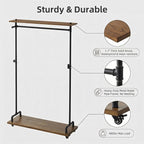 Industrial Pipe Clothing Racks, Rolling Garment Racks, Hall Tree on Lockable Wheels with Shelves and Shoes Storage, Heavy Duty Clothes Rack (Free Standing)
