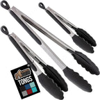 GORILLA GRIP Stainless Steel Kitchen Tongs for Cooking, 2 PK, Turquoise