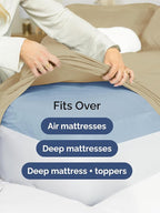 Extra Deep King Fitted Sheet - Hotel Luxury Single Fitted Sheet Only - Easily Fits 18 inch to 24 inch Mattress - Ultra Soft, Wrinkle Free w/Extra Deep Pockets - Easy-Care, Breathable & Comfy - Beige