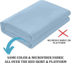 SKY BEDDINGS - Twin Size Ruffled Bed Skirt with Split Corners - 12 Inch Drop Dust Ruffle Bed Skirt with Platform Three Sided Coverage - 100% Microfiber, Light Blue