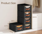 Homsorout Stackable Storage Drawers - Collapsible Storage Bins with Drawers, 4 Pack Closet Shelf Organizer Basket, Fabric Pull Out Organizer for Bedroom, Living Room, Dorm, Black