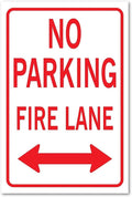 Metal Tin Signs No Parking Fire Lane Bidirectional Arrow Sign,12 x 8 Inches UV Protected, Waterproof Fade Resistant, Laminated for Protection, Rust-Free for Home,Patio,Garden,Shop,Club,Garage,etc