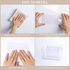 PAVSTINE 2 Pack Clear Shower Shelf, Adhesive Bathroom Shower Shelves, Wall Mounted Bathroom Shower Organizer, No Drill Shower Shelves with Self Adhesive Tape, Transparent