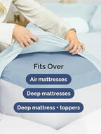 Extra Deep Twin XL Fitted Sheet - Hotel Luxury Single Fitted Sheet Only - Easily Fits 18 inch to 24 inch Mattress - Ultra Soft, Wrinkle & Fade Free w/Extra Deep Pocket - Breathable & Comfy - Ice Blue