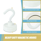 Neosmuk Magnetic Hooks, Heavy Duty 40lb+ Strong Magnet Hook for Cruise Cabins, Cruise Essentials 2026 for Hanging, Metal Wall Refrigerator Hangers (White, 10 Pack)