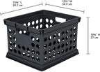 Sterilite Stackable Plastic Storage Crate Bin Organizer File Box with Handles for Home, Office, Dorm, Garage, or Utility Organization, Black, 24-Pack