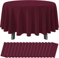 16 Pack Maroon Plastic Tablecloth for Round Tables, Premium Decorative Burgundy Disposable Table Cloths for Parties, Maroon Round Party Table Cover for Birthday Anniversary Graduation, 84 Inch