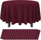 16 Pack Maroon Plastic Tablecloth for Round Tables, Premium Decorative Burgundy Disposable Table Cloths for Parties, Maroon Round Party Table Cover for Birthday Anniversary Graduation, 84 Inch