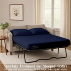 Sleeper Sofa 4 Piece Bed Sheet Set Premium Quality 100% Cotton 500 Thread Count, Smooth & Super Soft Sateen Weave, Extra Soft Bed Sheets, Wrinkle Free, 4 Inch Deep Pocket (Queen, Navy)