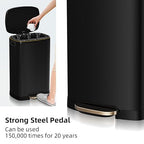 KdbK 13 Gallon Trash Can with Lid, 50L Fingerprint Proof Stainless Steel Kitchen Trash Can with Removable Inner Bucket and Lid Soft Close, Pedal Rubbish Bin for Home Office, Black