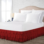 Multi-Ruffle Bed Skirt, Soft Multi Elastic Dust Ruffles with Wrap Around Bed Skirt Easy Fit with 18 Inch Drop 100% Cotton 800 Thread Count (King XL, Burgundy)