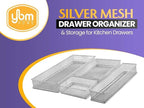 YBM HOME Silver Mesh Drawer Cabinet and or Shelf Organizer Bins, School Supply Holder Office Desktop Organizer Basket (12, 6x15x2 Inch)