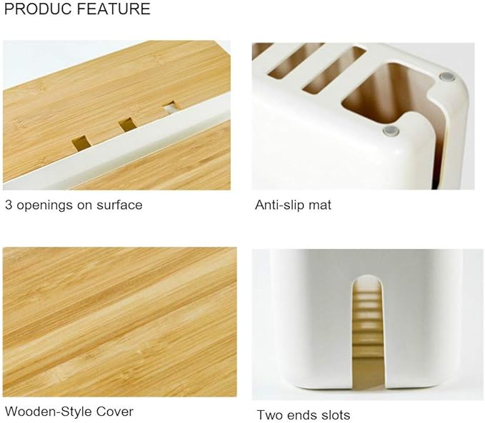 Cable Management Box| Power Stripe Organizer|Cord Organizer Box| Hide and Conceal Power Strips and Electrical Cords from TVs, Computers, and Desks| Keep Pets Safe (White Large)