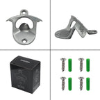 Old Style Wall Mounted Bottle Opener, Rustic Silver Rustproof Screw in Wall Bottle Opener Set for Patio Kitchen (2 PCS)