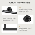 FORIOUS Towel Bar Wall Mounted, Stainless Steel Towel Racks for Bathroom, Includes Wall Mounting Hardware (Matte Black, 23 Inch)