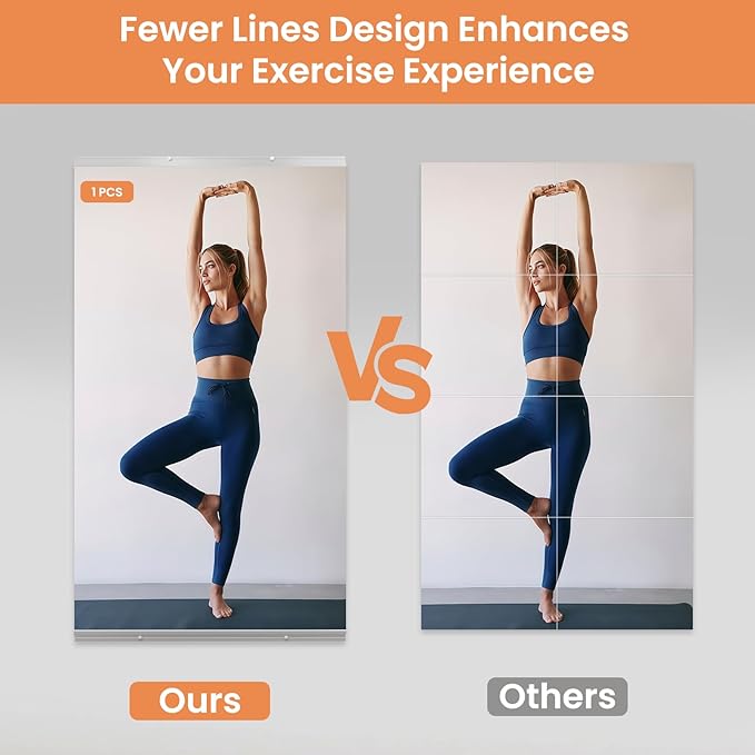 LOAAO Home Gym Mirror, 55"x28"-2 PCS Gym Mirrors for Wall, Frameless, Tempered Glass, Large Workout Mirrors for Home Gym, Dance Studio, Yoga Room, Garage Gym