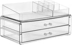ZHIAI stackable storage drawers, acrylic storage rack, cosmetics and beauty products organizer, suitable for makeup room, bathroom, pantry, home bedroom storage