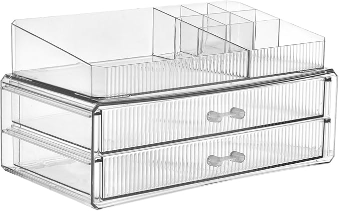 ZHIAI stackable storage drawers, acrylic storage rack, cosmetics and beauty products organizer, suitable for makeup room, bathroom, pantry, home bedroom storage