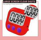 6 Pack Small Digital Kitchen Timer Magnetic Back and ON/Off Switch,Minute Second Count Up Countdown (Red)