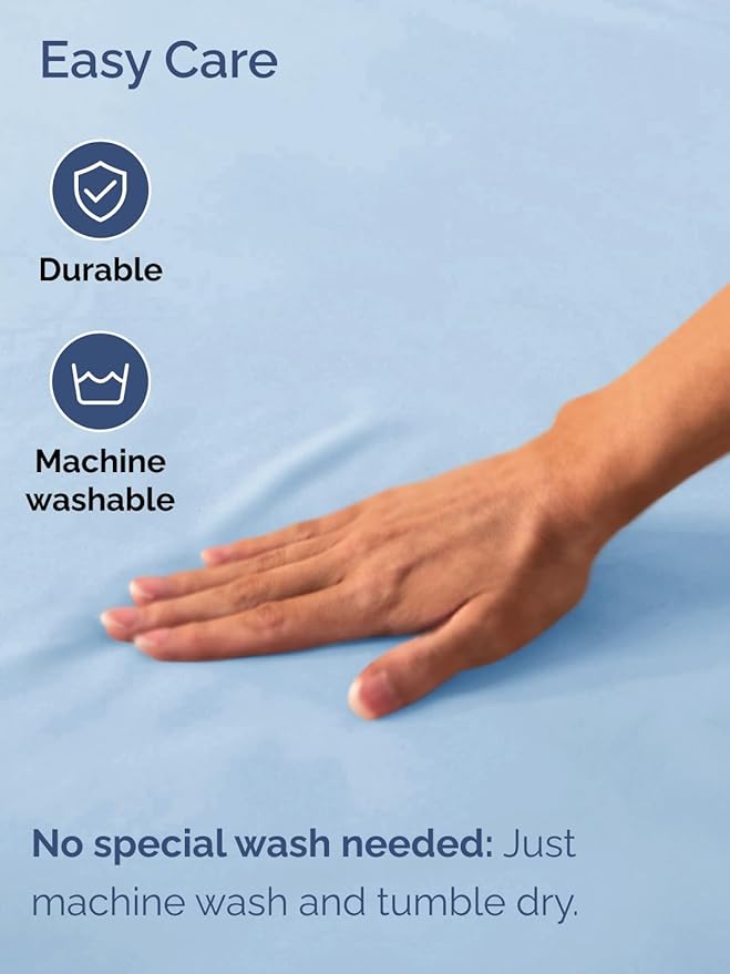 Extra Deep Queen Fitted Sheet - Hotel Luxury Single Fitted Sheet Only - Easily Fits 18 inch to 24 inch Mattress - Ultra Soft, Wrinkle & Fade Free w/Extra Deep Pocket - Breathable & Comfy - Light Blue