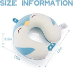 Niuniu Daddy Travel Neck Pillow - Pure Memory Foam Neck Support for Airplane, Car, Train Travel - Penguin Design for Kids 8+, Teens and Adults