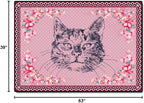 Cartoon Animal Pattern Area Rug Cute Cat Luxury Floral Decor for Carpet Farmhouse Bedroom Living Room Rugs Bathroom Kitchen Runner Mat Indoor Outdoor Non Slip Doormat 3.2' X 5.2'
