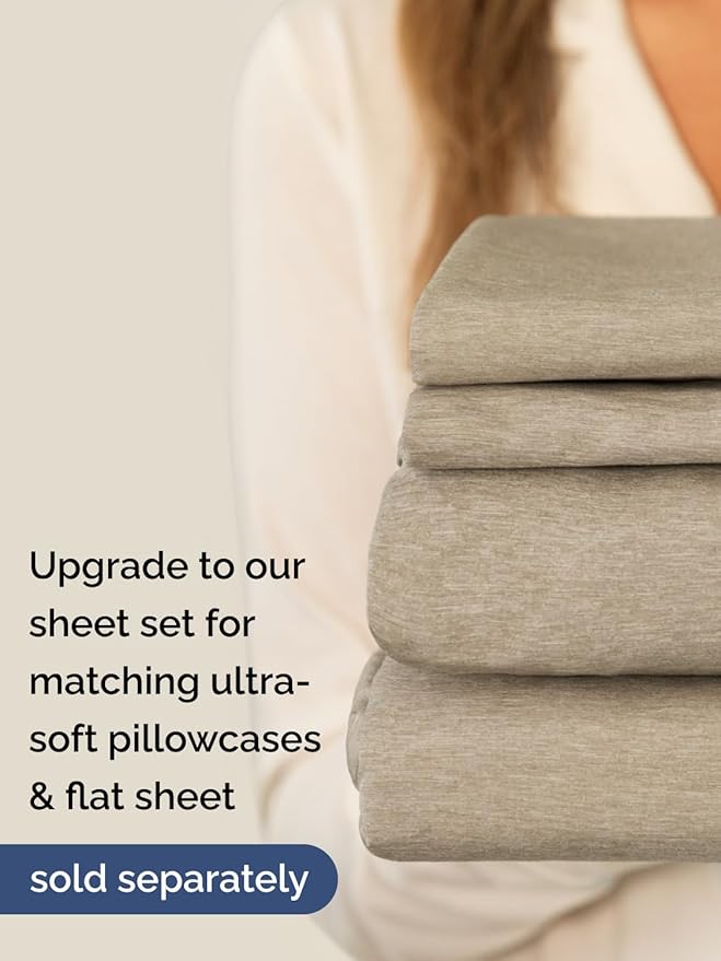 Extra Deep King Fitted Sheet - Hotel Luxury Single Fitted Sheet Only - Easily Fits 18 inch to 24 inch Mattress - Ultra Soft, Wrinkle Free w/Extra Deep Pockets - Breathable & Comfy - Heathered Beige