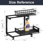 Saydear Under Sink Organizer, 2-Tier Premium Metal Pull-Out Racks with Adjustable Height, Heavy Duty Sliding Bin for Bathroom and Kitchen Cabinet Storage, Rust Resistant 2 Pack Black