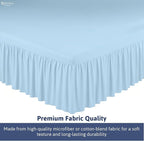 KRISHNA Ruffled Bed Skirt with Split Corners Twin, 100% Microfiber Hotel Quality, 28 Inch Drop Dust Ruffle Gathered Bedskirt with Platform, 39" x 75", Light Blue