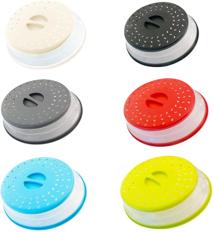 Collapsible Microwave Splatter Cover, 10.5 Inch, Dishwasher-safe, Microwave Plate Cover With Steam Vent，BPA-Free Silicone & Plastic (Blackish green)