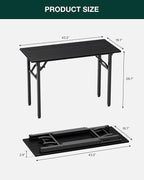 Frylr Small Folding Computer Desk – Portable 43.3 Inch Foldable Laptop Table, Collapsible and Compact for Easy Storage and Fast Setup, Lightweight for Small Spaces, Craft and Study Use, Dark Oak