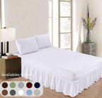 Ruffle Bed Skirt with Split Corners, Microfiber Dust Ruffled for a Perfectly Tailored Bedding Ensemble, Wrinkle and Fade Free, Easy Fit, Full Size 15 Inch Drop, White