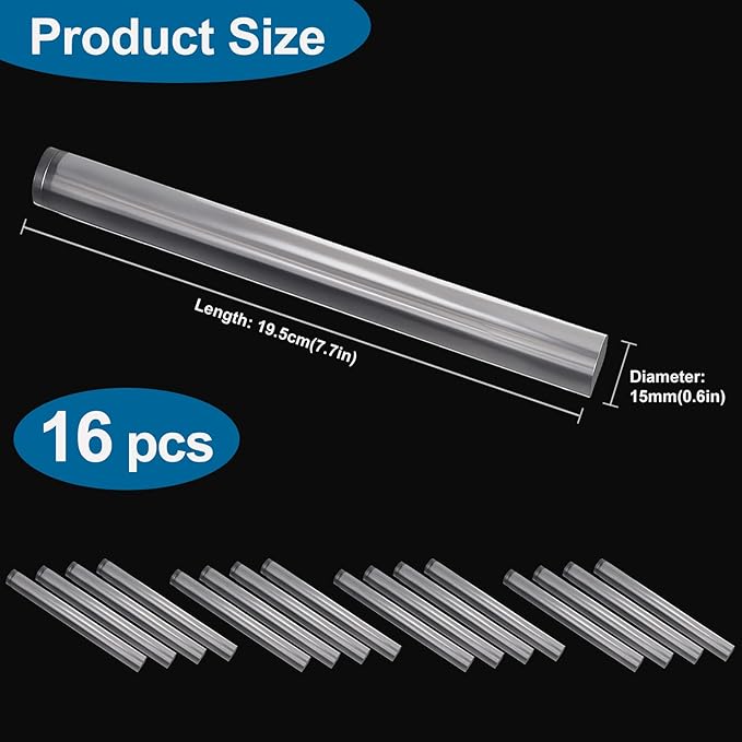 16pcs Acrylic Clay Roller, Plastic Clear Round Tube Roller Pin Polymer Clay Tools for DIY Handmade Crafts Handmade Art Supplies