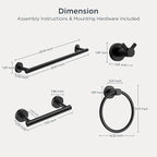 FORIOUS Bathroom Hardware Accessories Set, SUS304 Stainless Steel Towel Bar Set, Modern Towel Racks Holder for Bathroom, Toilet Paper Holder Wall Mounted 4 Pieces(24" Bar, Matte Black)
