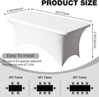 Trlyc 2 Pack 6FT Spandex Table Cloth - 72 x 30 Inch Rectangular Stretch Tablecloth, Wrinkle Resistant Scretch Table Cover for Wedding, Party, Banquet, Picnic, Outdoor Decoration (2Pcs,White)