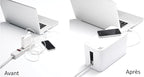 Bluelounge CableBox Mini White - Cable Management - Small Surge Protector Included