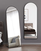 ITSRG Floor Mirror, Full Length Mirror with Stand, Arched Wall Mirror Full Length, Black Floor Mirror Freestanding, Wall Mounted for Bedroom, Black