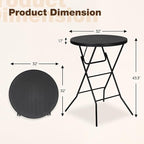 32" Round Folding Table, Portable Bar Height Folding Table with Detachable Legs, Round Foldable Table with HDPE Top for Standing Parties, Balcony, Event, Indoor Outdoor Use (Black, 1 Pack)