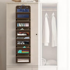 Simple Houseware 6 Clear Window Pocket Over Closet Door Storage Hanging Organizer for Bedroom, Bathroom, Pantry, Brown