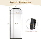 WallBeyond Arched Full Length Mirror Wall Mounted, 21x56 Inch Black Antique Mirror, Vintage Metal Frame Full Body Mirro for Bedroom, Living Room, Hanging or Leaning