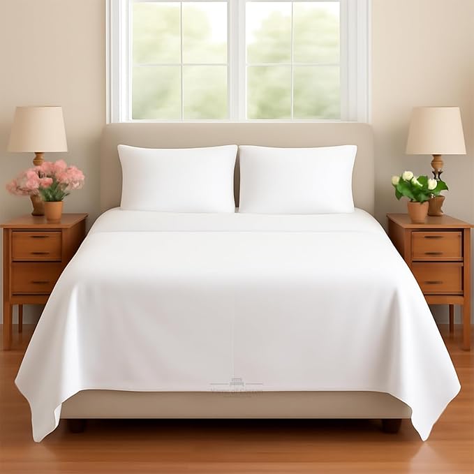 Sleeper Sofa 4 Piece Bed Sheet Set Premium Quality 100% Cotton 500 Thread Count, Smooth & Super Soft Sateen Weave, Extra Soft Bed Sheets, Wrinkle Free, 4 Inch Deep Pocket (Twin, White)