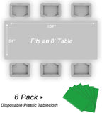 QIKSION Green Plastic Table Cloth Disposable 6 Pack, 54 x 108 Inch Tablecloths for St Patricks Day, Birthday Party, Christmas Decorations, Rectangle Table Cover